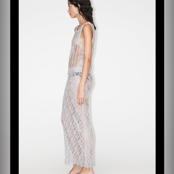 Zara crochet metallic thread open knit mesh top, festival - Picture 6 of 9